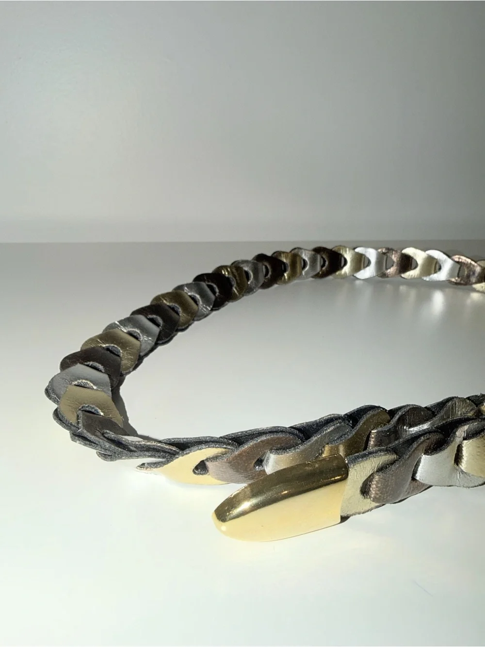 Braided Metallic Adjustable Belt with Gold Hardware